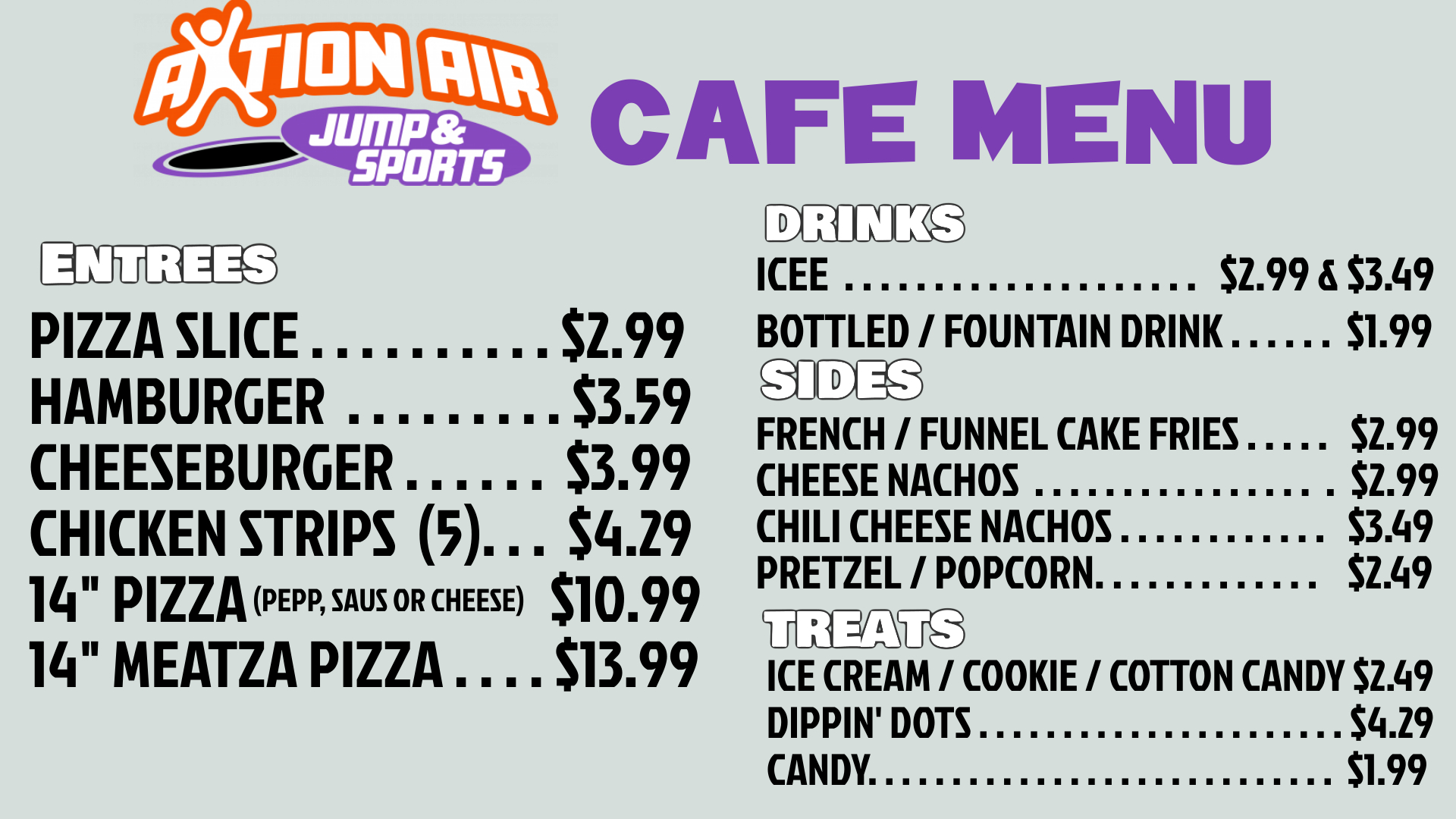 cafe menu prices